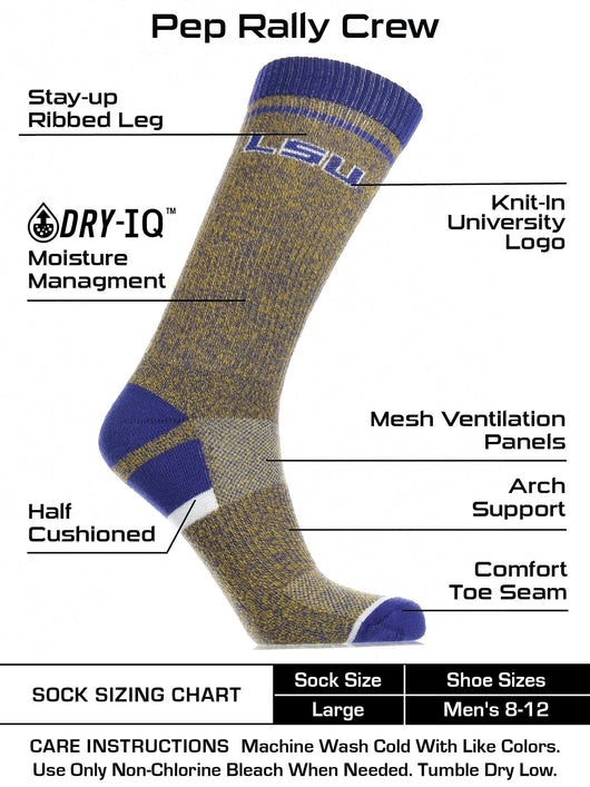 TCK socks Purple/Gold / Large LSU Tigers Socks Victory Parade Crew Length