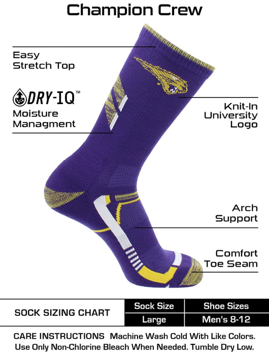 TCK socks Purple/Gold / Large Northern Iowa Panthers Socks University of Northern Iowa Panthers Champion Crew Socks