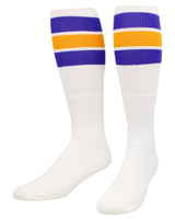 TCK socks Purple/Gold / Large Retro 3 Stripe OTC Tube Socks