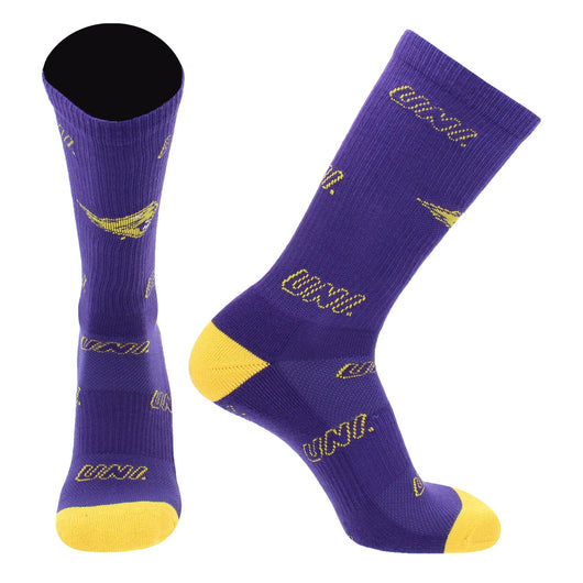 TCK socks Purple/Gold / Large UNI Panthers Socks University of Northern Iowa Panthers Mayhem Crew Socks