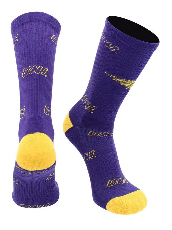 TCK socks Purple/Gold / Large UNI Panthers Socks University of Northern Iowa Panthers Mayhem Crew Socks