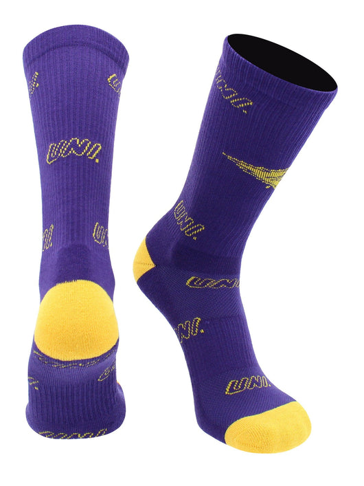 TCK socks Purple/Gold / Large UNI Panthers Socks University of Northern Iowa Panthers Mayhem Crew Socks