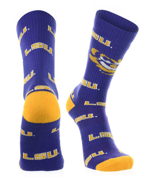 TCK socks Purple/Gold / Medium LSU Tigers Socks Mayhem Crew Socks (Imported)