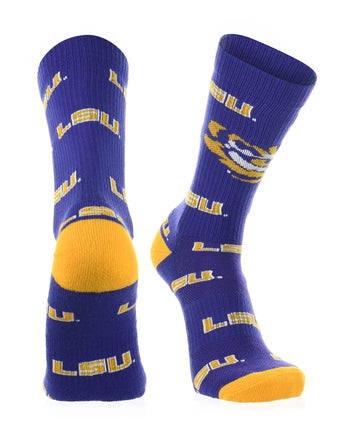 TCK socks Purple/Gold / Medium LSU Tigers Socks Mayhem Crew Socks (Imported)