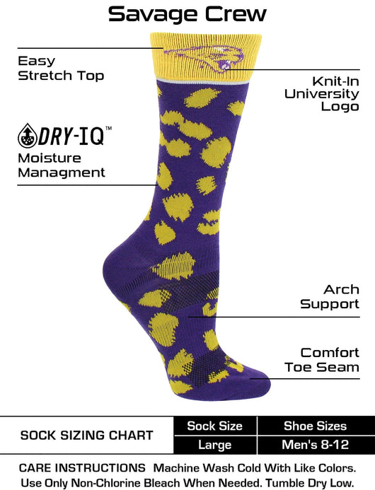 TCK socks Purple/Gold / Medium Northern Iowa Panthers Socks Womens Savage Crew Socks