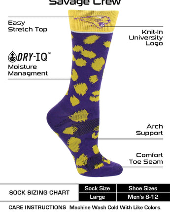 TCK socks Purple/Gold / Medium Northern Iowa Panthers Socks Womens Savage Crew Socks