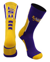 TCK socks Purple/Gold/White / Large LSU Tigers Perimeter Crew Socks