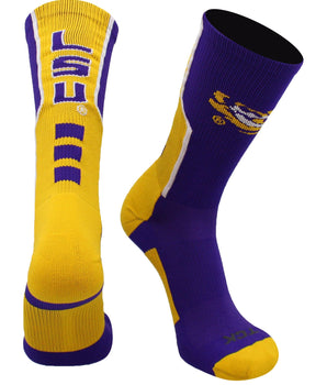 TCK socks Purple/Gold/White / Large LSU Tigers Perimeter Crew Socks