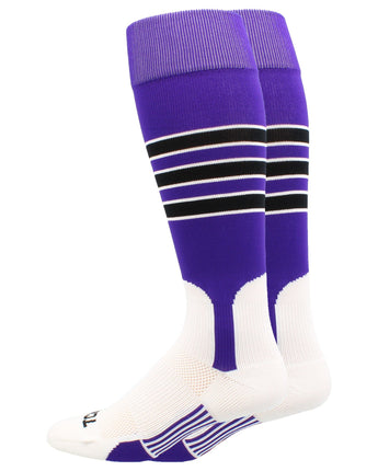 TCK socks Purple/White/Black / Small TCK Baseball Stirrup Socks with Stripes Pattern D