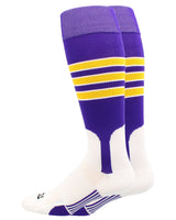 TCK socks Purple/White/Gold / Small TCK Baseball Stirrup Socks with Stripes Pattern D