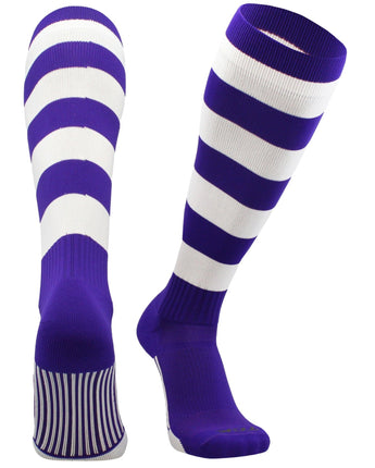 TCK socks Purple/White / Small Hoop Striped Rugby Socks
