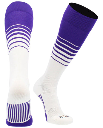 TCK socks Purple/White / Small TCK Elite Breaker Striped Athletic Socks | Over-the-Calf Soccer & Baseball