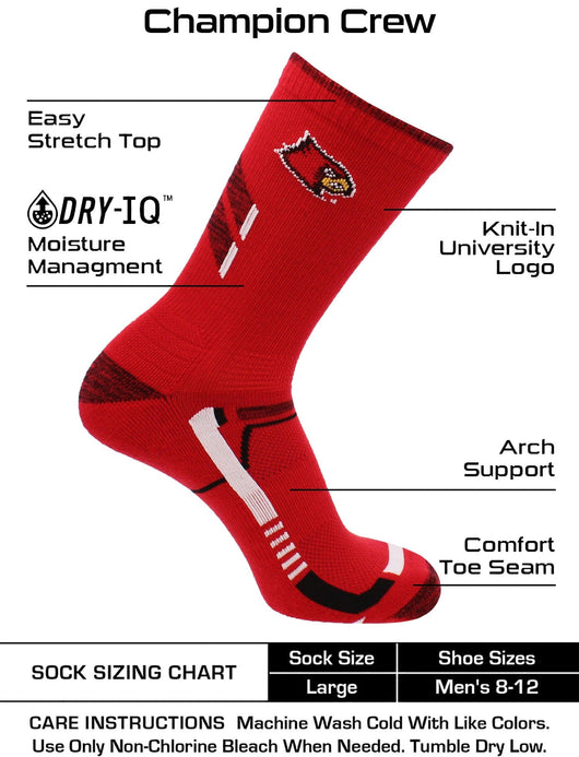 TCK socks Red/Black / Large Louisville Cardinals Socks University of Louisville Cardinals Champion Crew Socks