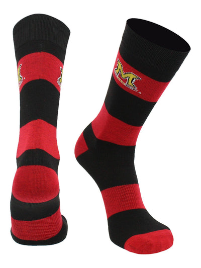 Maryland Terrapins Red & Black Striped Crew Socks - NCAA Men's Dress & Casual Game Day Apparel - Soft Gear, Large