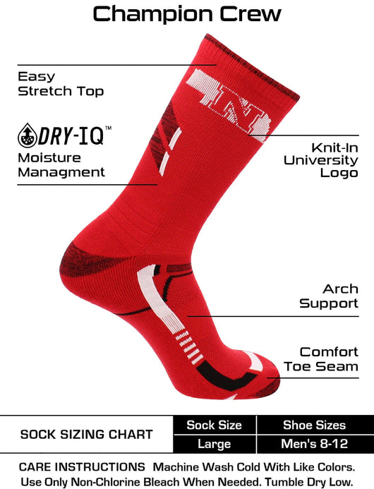 TCK socks Red/Black / Large Nebraska Cornhuskers Socks University of Nebraska Cornhuskers Champion Crew Socks