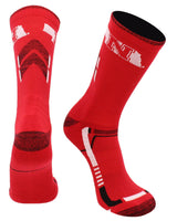 TCK NCAA Performance Champion Crew Socks – Nebraska Cornhuskers, Red/Black, Large