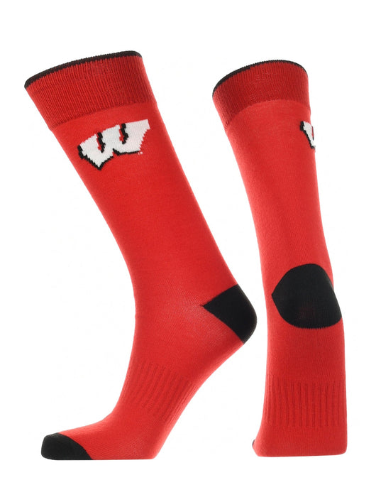 TCK socks Red/Black / Large Wisconsin Badgers Dress Socks Dean's List Crew Length Socks