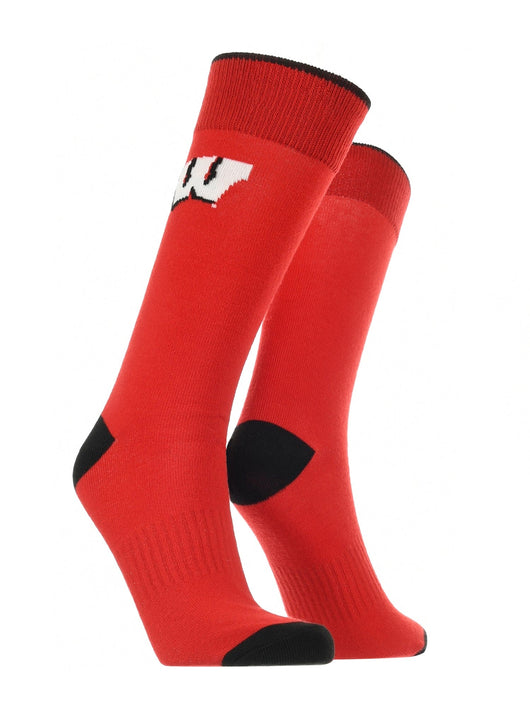 TCK socks Red/Black / Large Wisconsin Badgers Dress Socks Dean's List Crew Length Socks