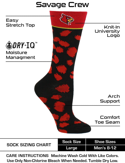 TCK socks Red/Black / Medium Louisville Cardinals Socks Womens Savage Crew Socks