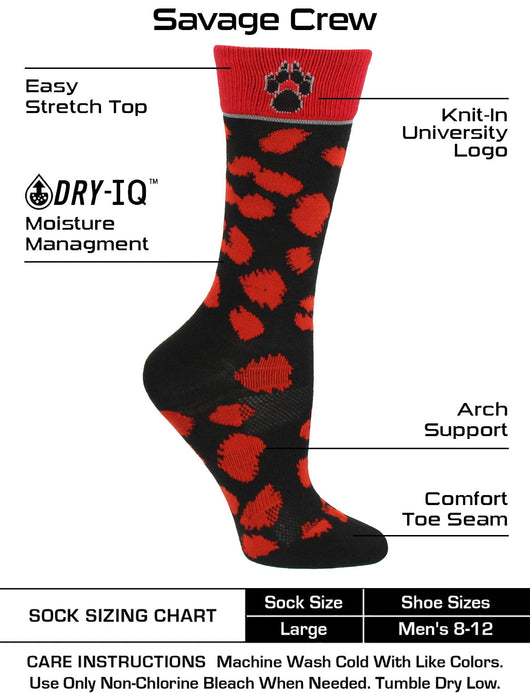 TCK socks Red/Black / Medium New Mexico Lobos Socks Womens Savage Crew Socks