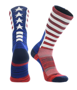 TCK socks Red/White/Blue / Large Old Glory USA Flag Crew Socks