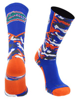 TCK socks Royal/Orange/White / Large University of Florida Gators Woodland Camo Crew Socks