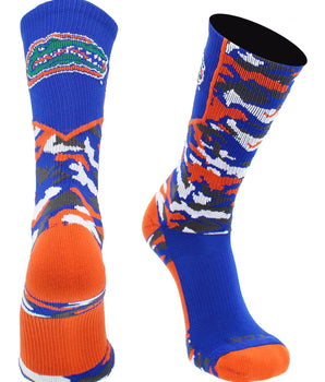TCK socks Royal/Orange/White / Large University of Florida Gators Woodland Camo Crew Socks