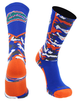 TCK socks Royal/Orange/White / Large University of Florida Gators Woodland Camo Crew Socks