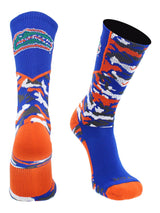TCK socks Royal/Orange/White / Large University of Florida Gators Woodland Camo Crew Socks