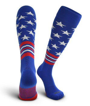 TCK socks Royal/Scarlet/White / Large TCK Freedom Dugout Stars and Stripes OTC Baseball & Softball Socks - USA Made