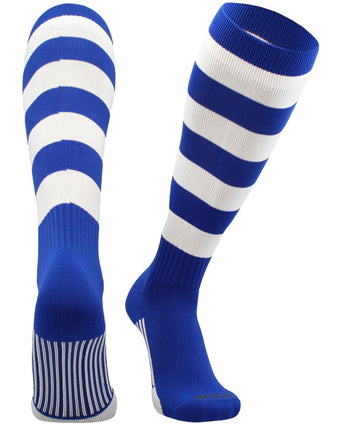 TCK socks Royal/White / Large Hoop Striped Rugby Socks