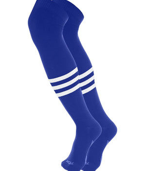 TCK socks Royal/White / Medium Dugout Striped Over the Knee Baseball Socks Pattern B