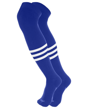 TCK socks Royal/White / Medium Dugout Striped Over the Knee Baseball Socks Pattern B