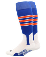 TCK socks Royal/White/Orange / Small TCK Baseball Stirrup Socks with Stripes Pattern D