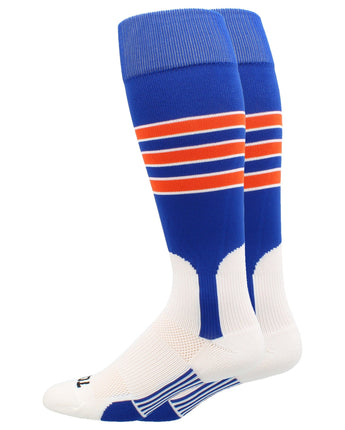 TCK socks Royal/White/Orange / Small TCK Baseball Stirrup Socks with Stripes Pattern D
