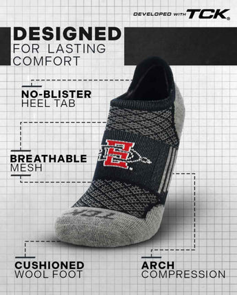 San Diego State Aztecs No Show Tour Socks - Made in USA