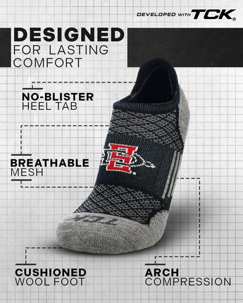 TCK socks San Diego State Aztecs / Large San Diego State Aztecs No Show Tour Socks - Made in USA