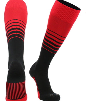 TCK socks Scarlet/Black / Small TCK Elite Breaker Striped Athletic Socks | Over-the-Calf Soccer & Baseball