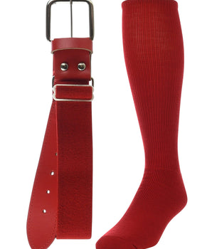 TCK socks Scarlet / Medium Baseball/Softball Adult Belt & Socks Combo Set