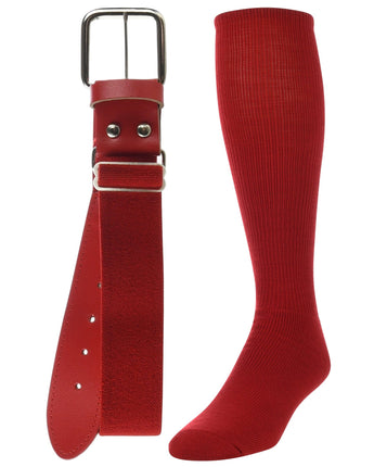 TCK socks Scarlet / Medium Baseball/Softball Adult Belt & Socks Combo Set