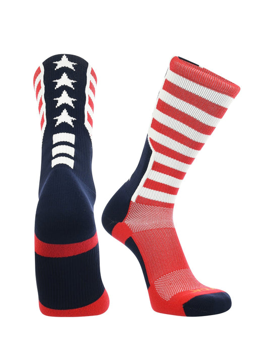 TCK socks Scarlet/Navy/White / Large USA Flag Crew Socks