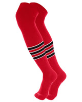 TCK socks Scarlet/White/Black / Large Baseball Socks Over the Knee Pattern D