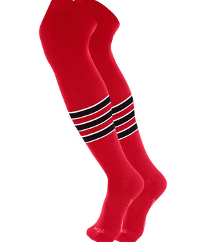 TCK socks Scarlet/White/Black / Large Baseball Socks Over the Knee Pattern D