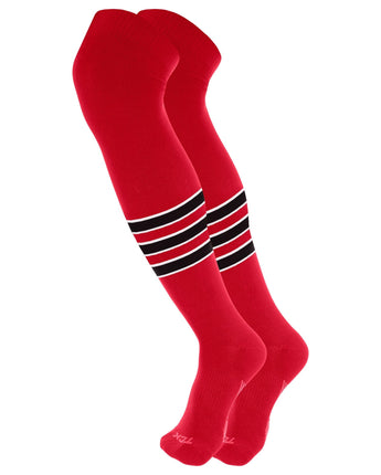 TCK socks Scarlet/White/Black / Large Baseball Socks Over the Knee Pattern D