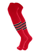 TCK socks Scarlet/White/Black / Large Baseball Socks Over the Knee Pattern D