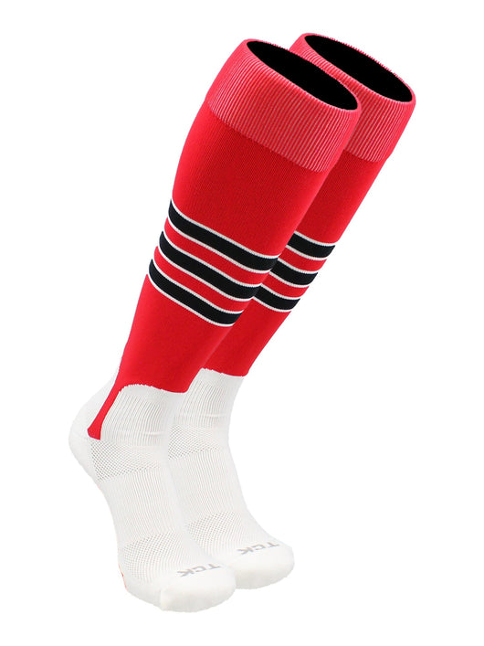 TCK socks Scarlet/White/Black / Small TCK Baseball Stirrup Socks with Stripes Pattern D