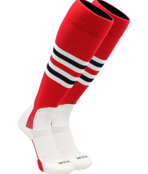 TCK socks Scarlet/White/Navy / Small TCK Baseball Stirrup Socks with Stripes Pattern I