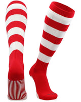 TCK socks Scarlet/White / Small Hoop Striped Rugby Socks