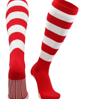 TCK socks Scarlet/White / Small Hoop Striped Rugby Socks