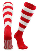 TCK socks Scarlet/White / Small Hoop Striped Rugby Socks